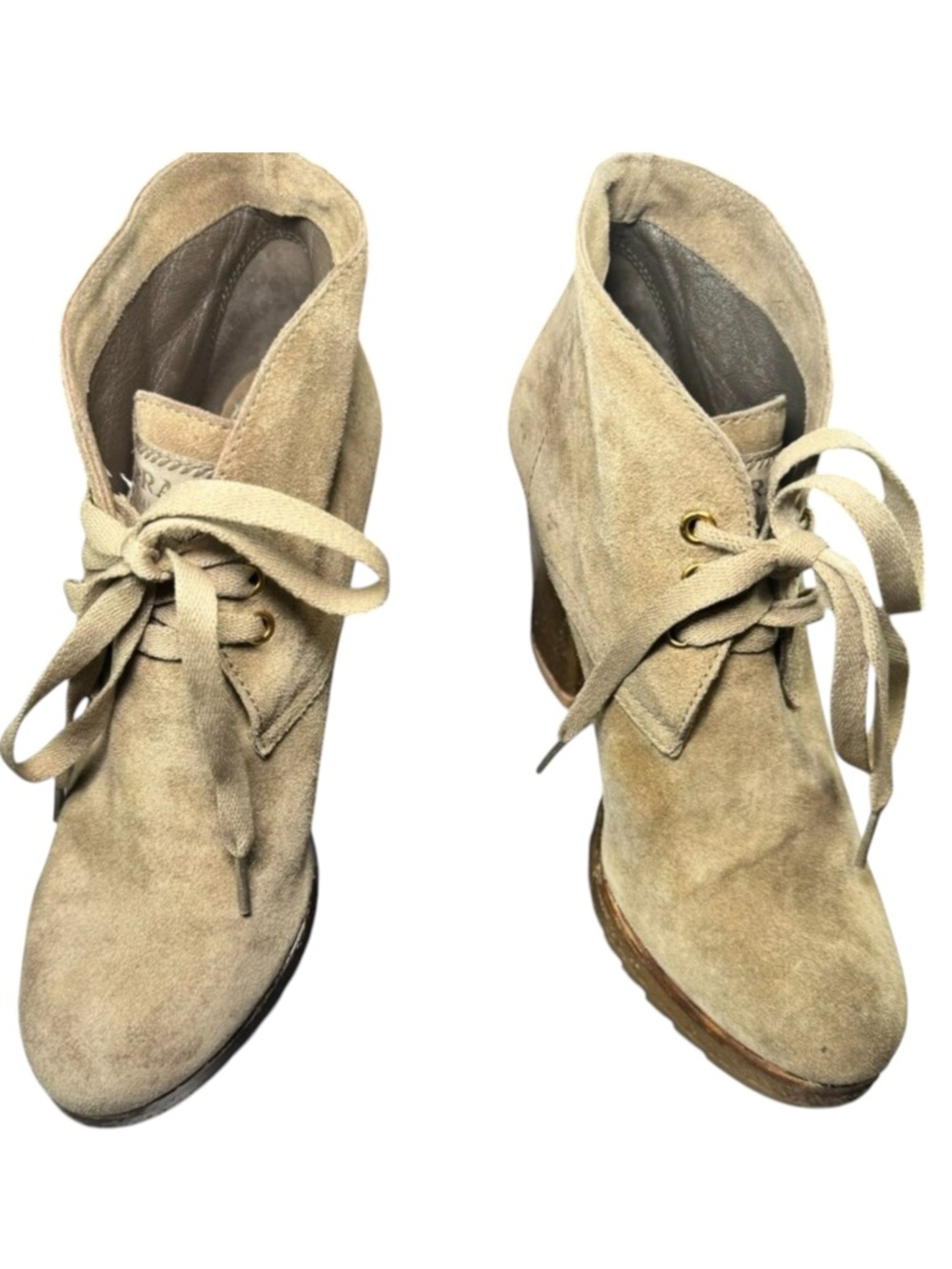 Prada Suede Lace-Up Platform Ankle Boots - Tan/Beige Size EU 37-US 7
